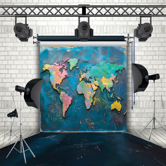 3D World Map Backdrop 8010