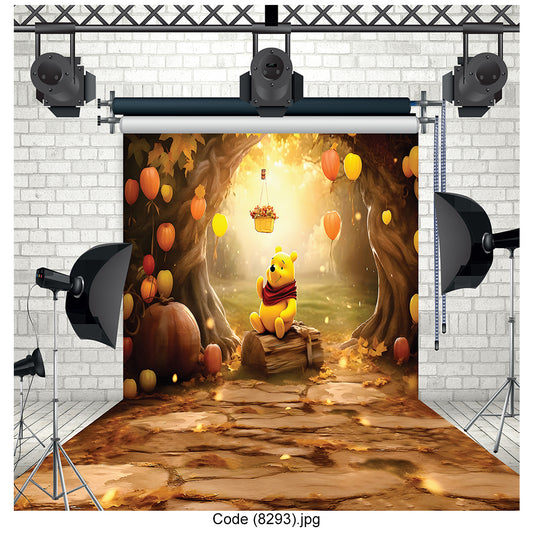 Autumn Forest Bear Photography Backdrop Premium Canvas - 8293