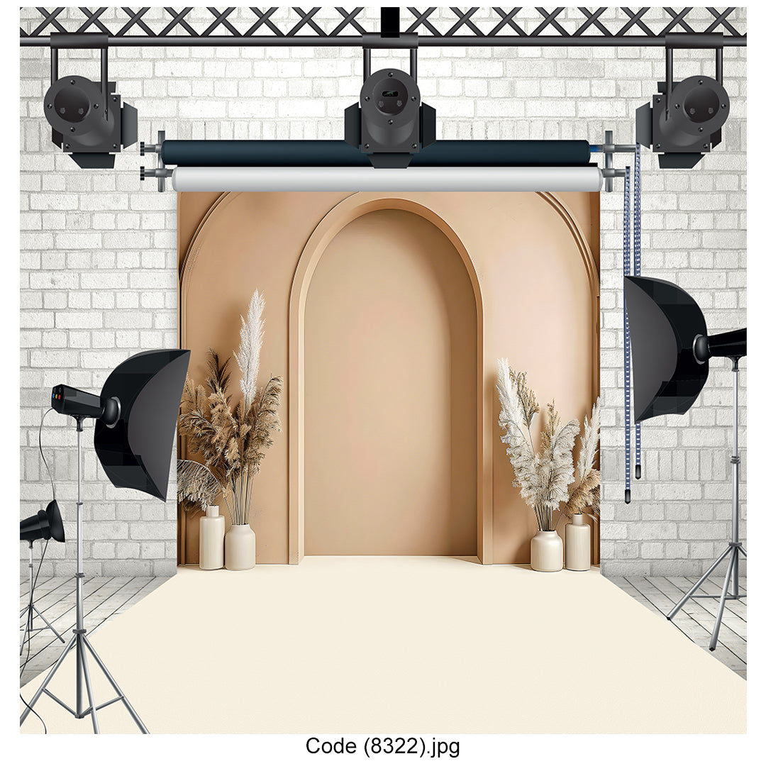 Boho Arch Photography Backdrop Neutral Pampas Event Decor - 8322