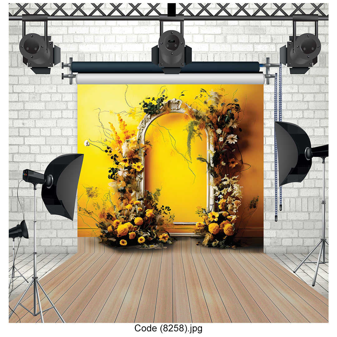 Bright Floral Mirror Photography Backdrop 8258