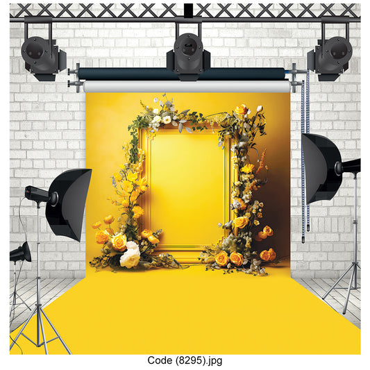 Bright Yellow Floral Frame Photography Backdrop 8295