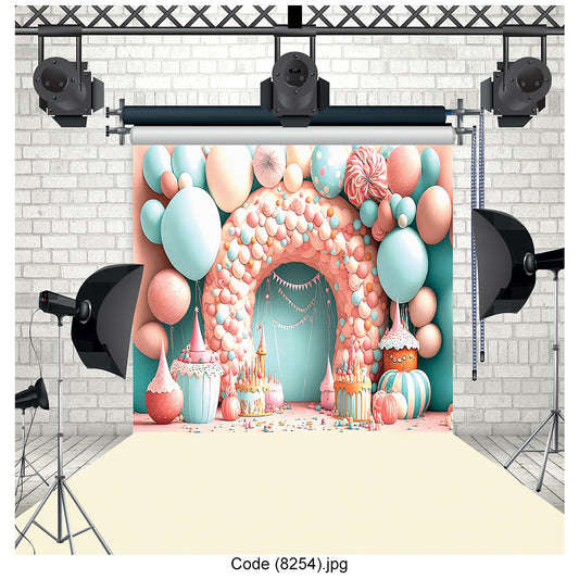 Candy Wonderland Birthday Party Photography Backdrop Premium Canvas - 8254