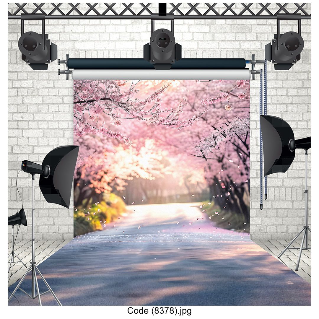 Cherry Blossom Pathway Photography Backdrop 8378