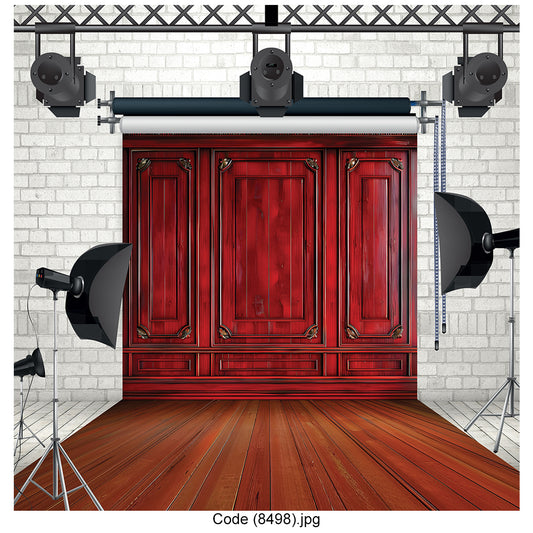 Classic Red Wooden Panel Canvas Backdrop