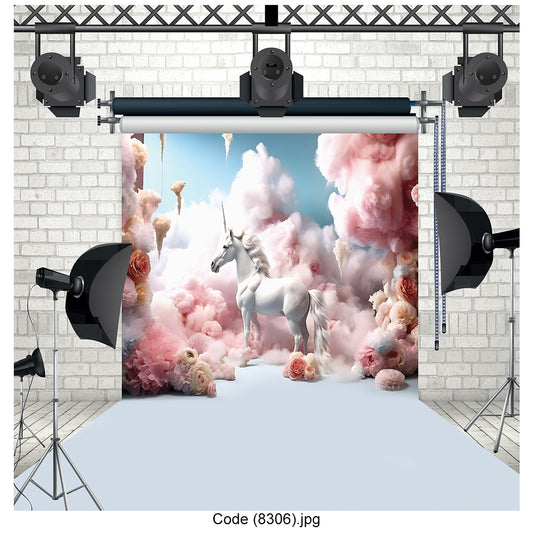 Dreamy Unicorn Clouds Photography Backdrop Premium Canvas - 8306