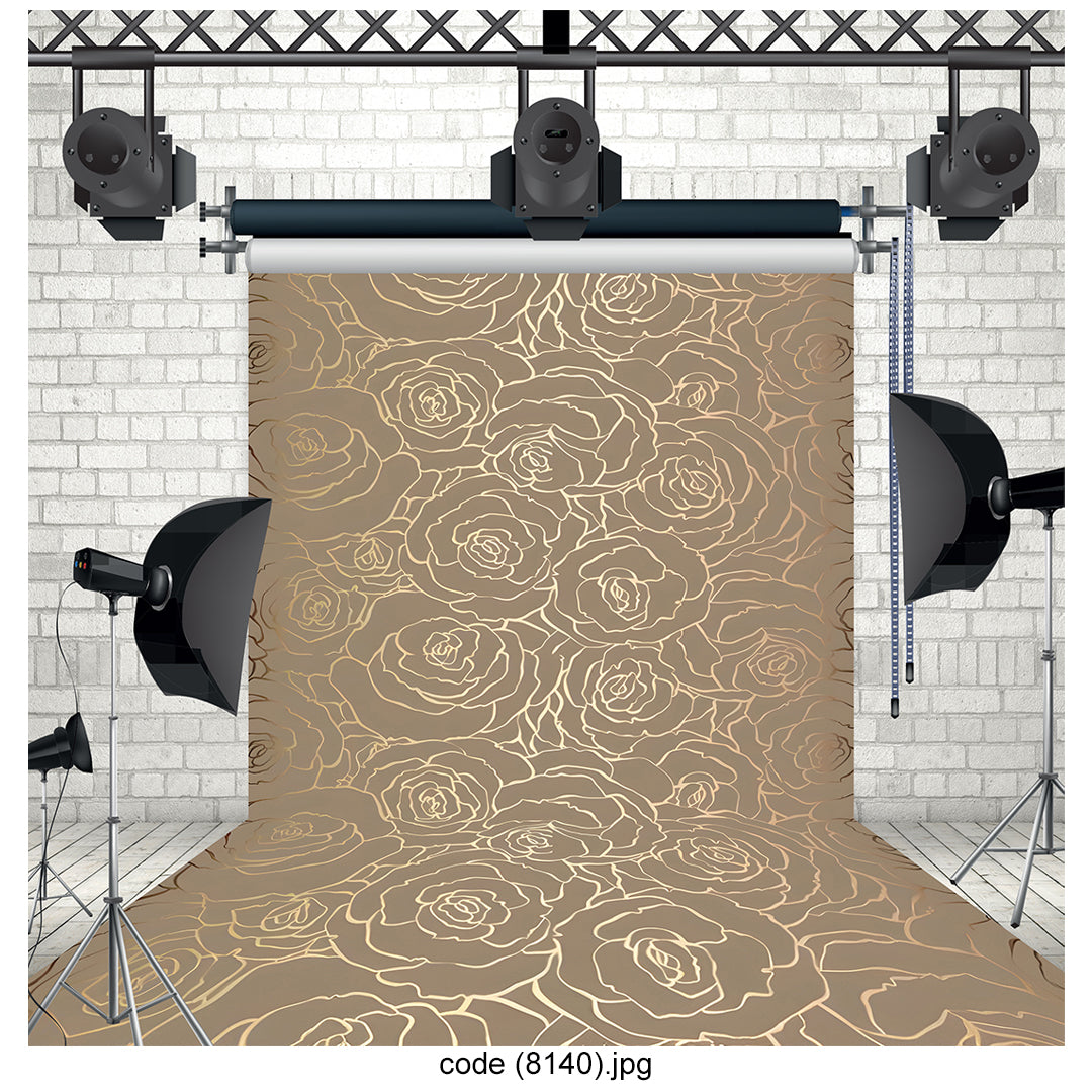 Elegant Gold Floral Pattern Photography Backdrop 8140