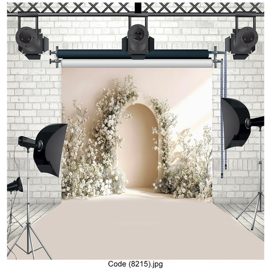 Elegant White Floral Arch Photography Backdrop 8215