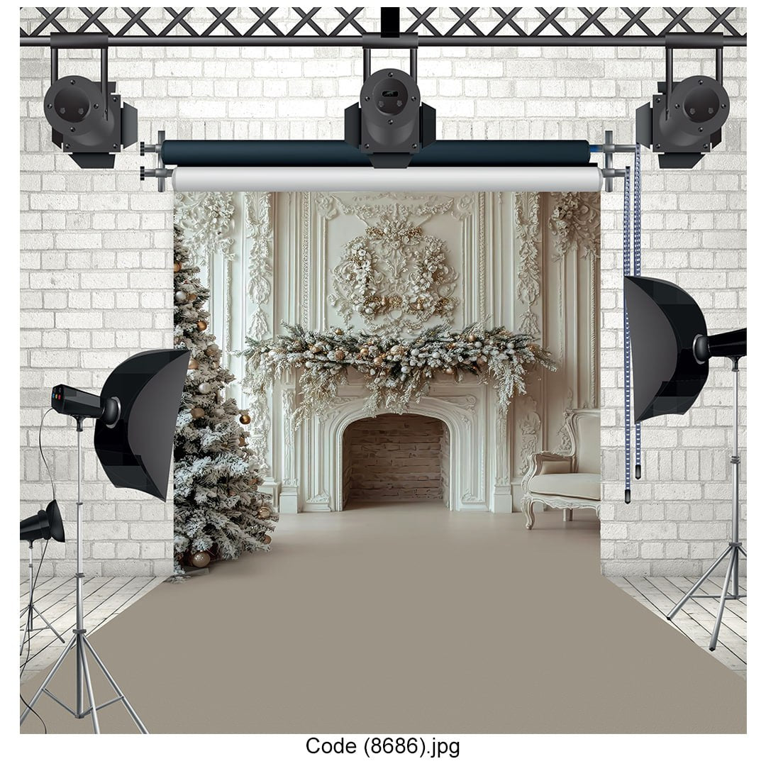 Elegant Winter Fireplace Scene 8686