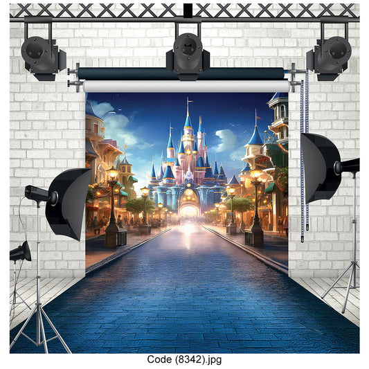 Fairytale Castle Fantasy Night Photography Backdrop Premium Canvas - 8342