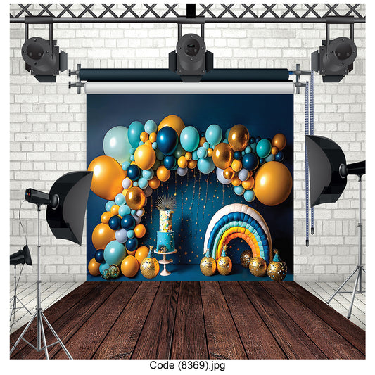 Festive Balloon Arch Celebration Photography Backdrop Canvas - 8369