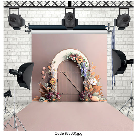 Floral Arch Door Photography Backdrop Premium Canvas - 8363