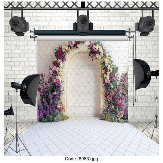 Floral Arch Garden Photography Backdrop Romantic Wedding Decor - 8983