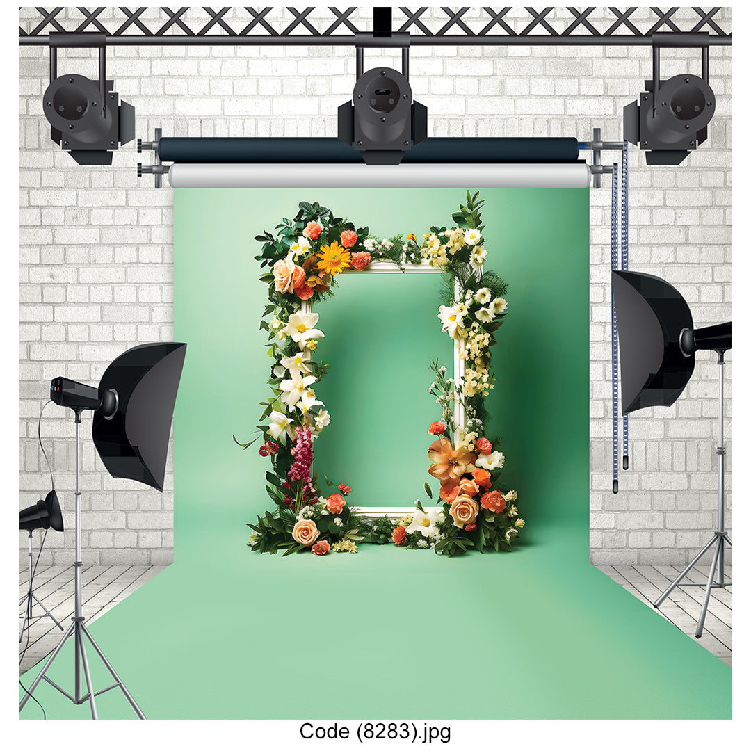 Floral Frame Photography Backdrop Spring Wedding Party Decor - 8283