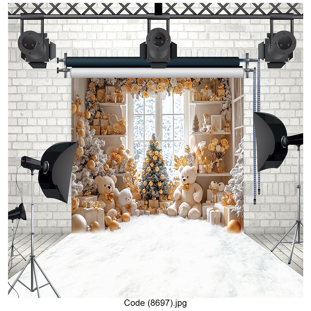 Golden Christmas Wonderland Backdrop 8697