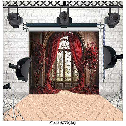 Gothic Red Rose Window Backdrop 8879