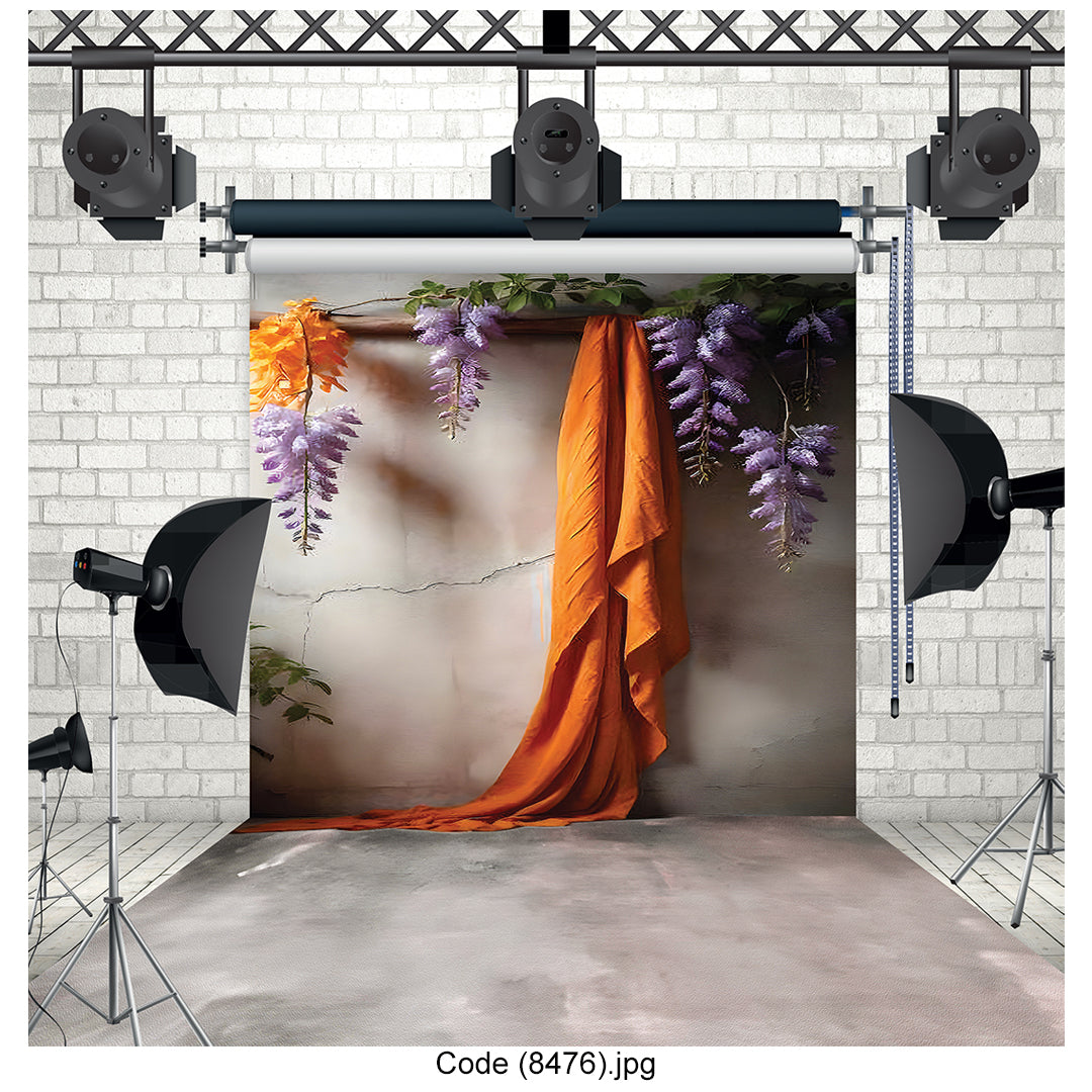 Lavender & Orange Drapery Canvas Backdrop