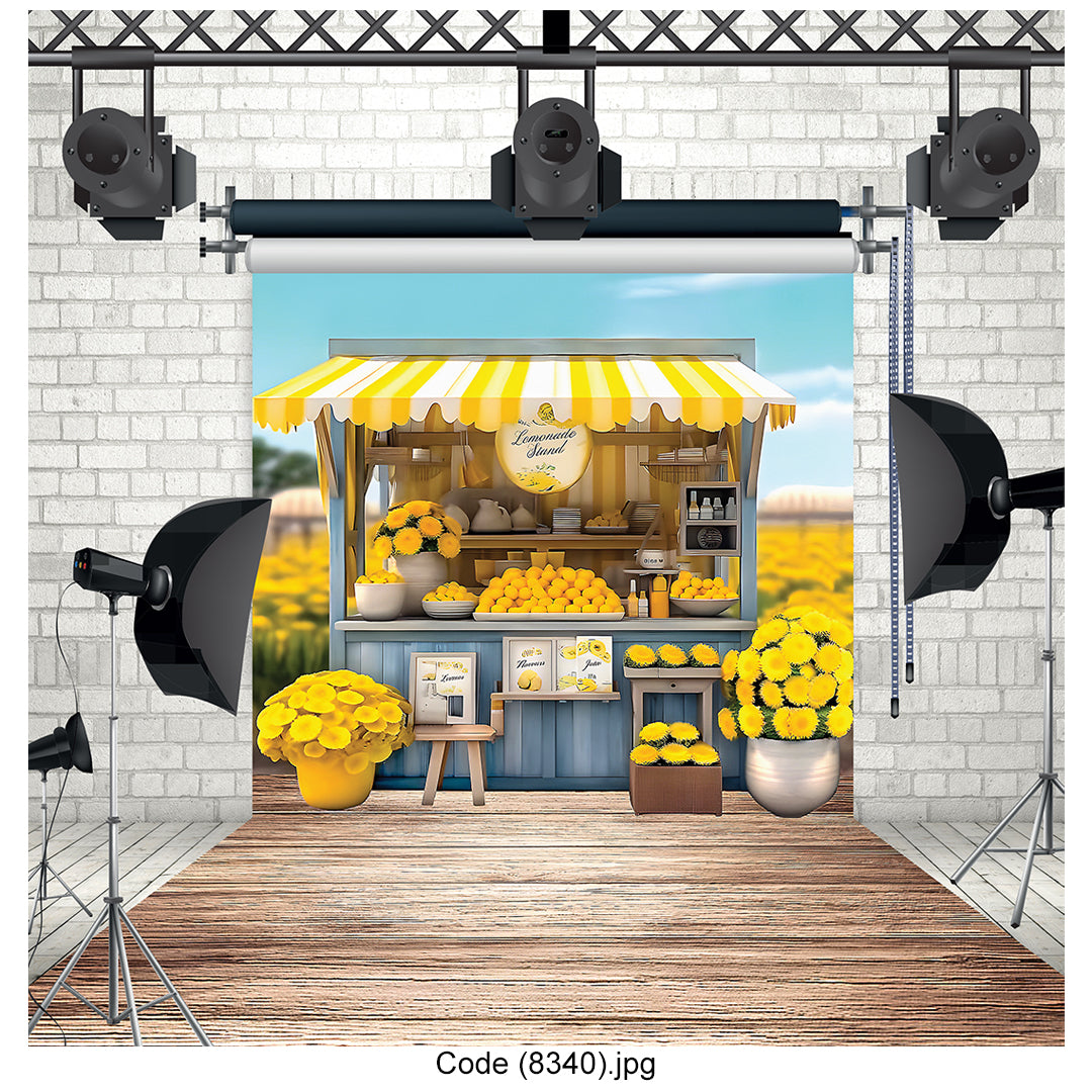 Lemonade Stand Photography Backdrop Spring Summer Decor - 8340