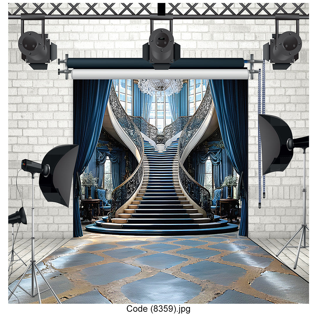 Luxury Grand Staircase Photography Backdrop Elegant Party Decor - 8359