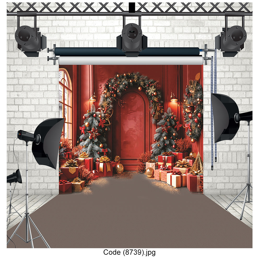 Luxury Red Christmas Backdrop 8739