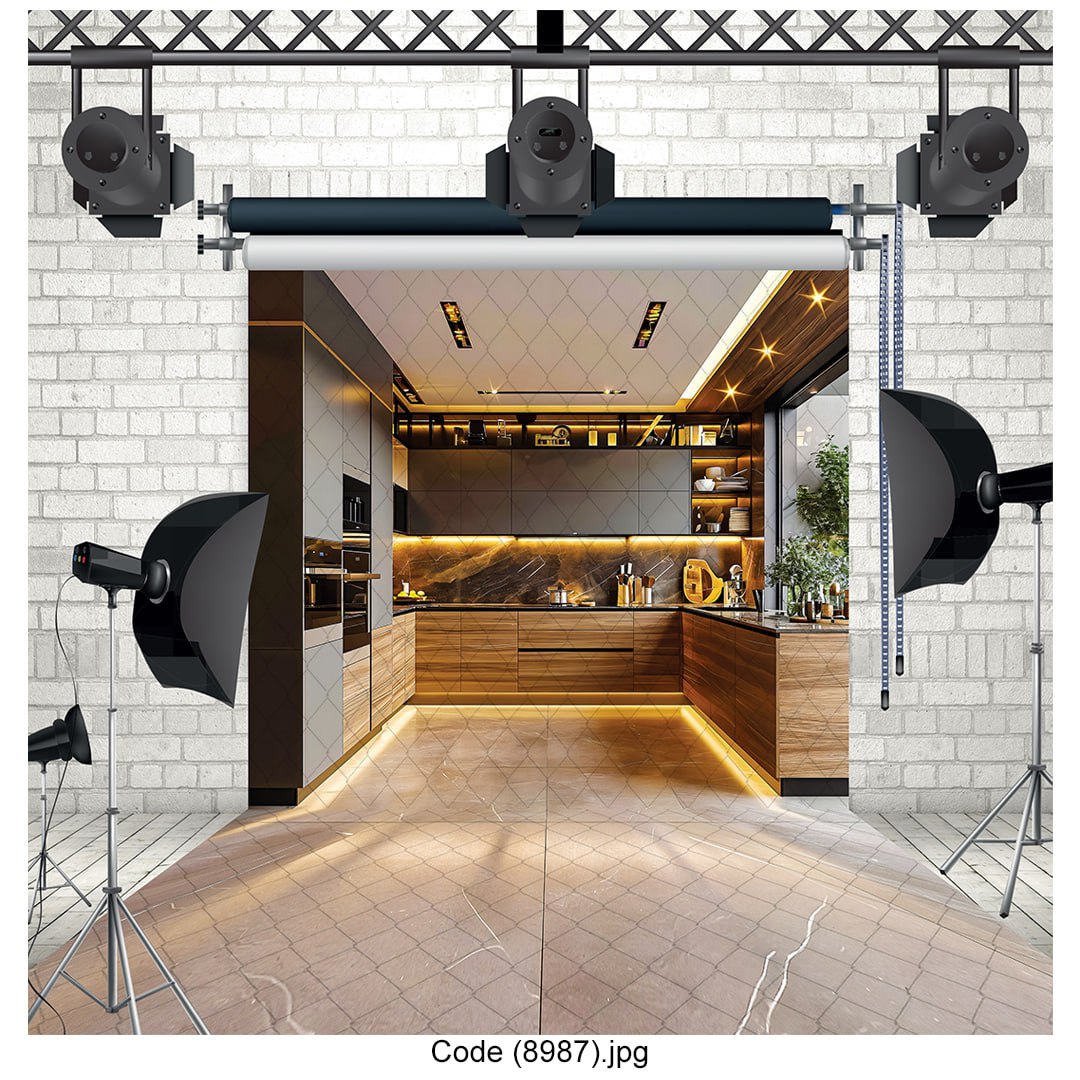 Modern Luxury Kitchen Photography Backdrop Premium Studio Decor - 8987