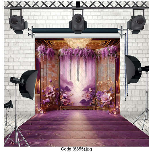 Opulent Purple & Gold Fantasy Backdrop 8855