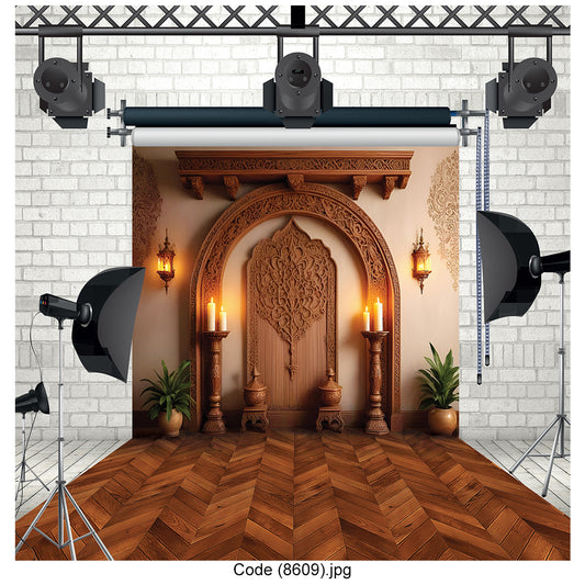 Ornate Wooden Carving & Candlelit Ambience 8609