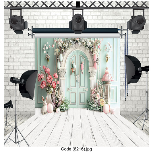 Pastel Easter Doorway Photography Backdrop 8216