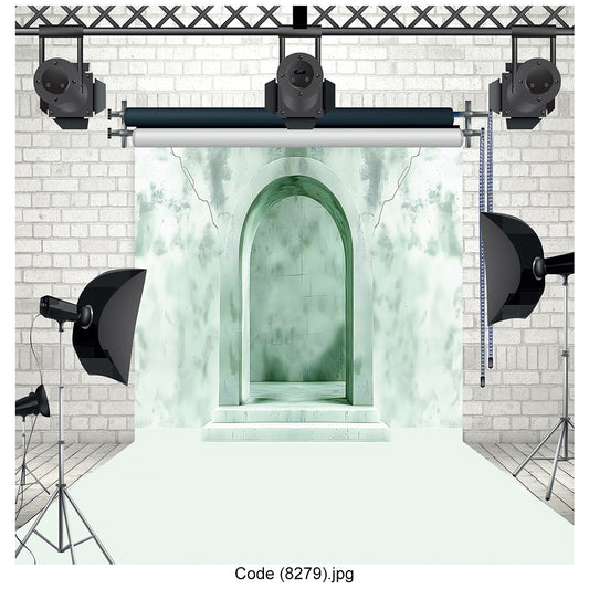 Pastel Green Stone Archway Studio Photography Backdrop 8279