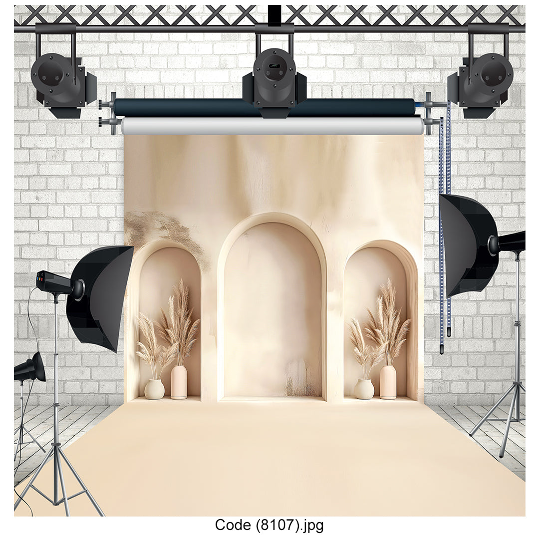 Photography Backdrop Minimalist Beige Arches 8107