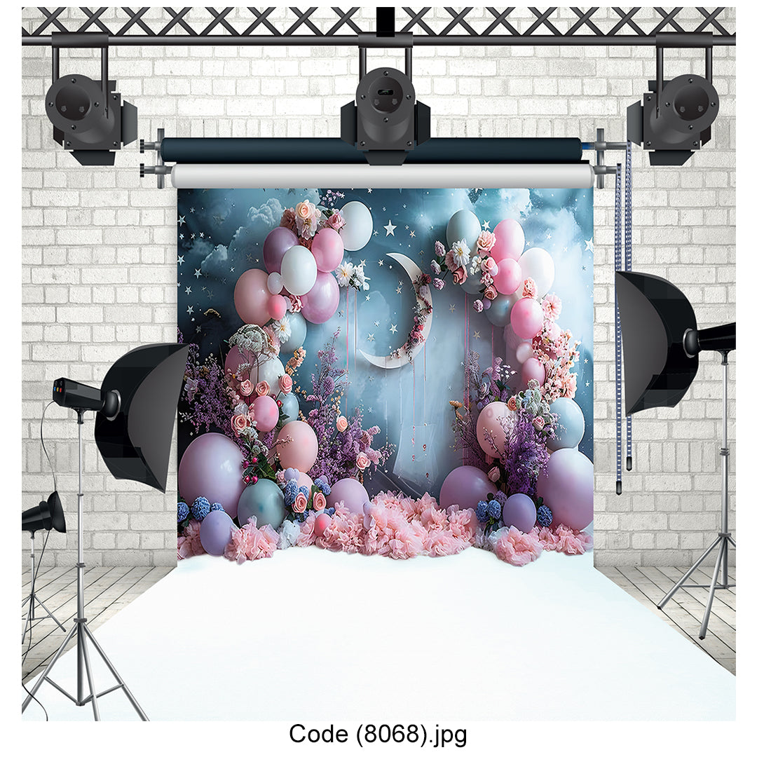 Photography Backdrop Moon & Balloons 8068