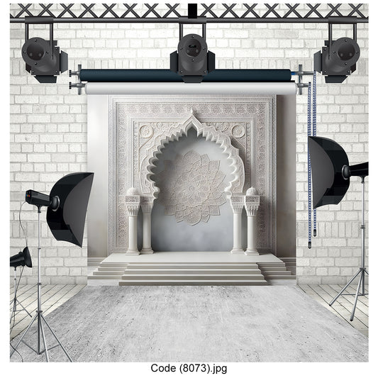 Photography Backdrop Ornate White Arch 8073