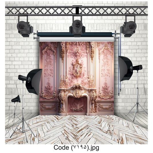 Photography Backdrop Rococo Pink Fireplace 7195