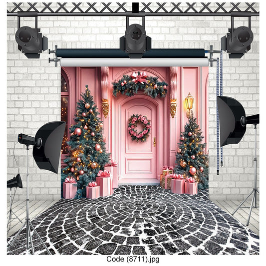 Pink Christmas Front Door 8711