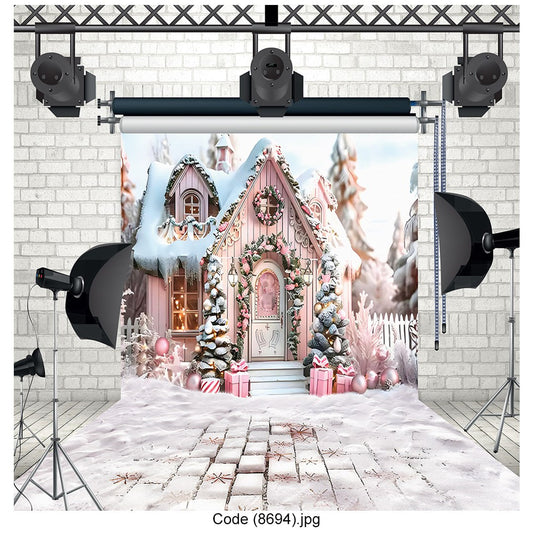 Pink Gingerbread Christmas House 8694