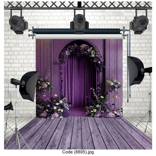 Purple Floral Arch Photography Backdrop 8895