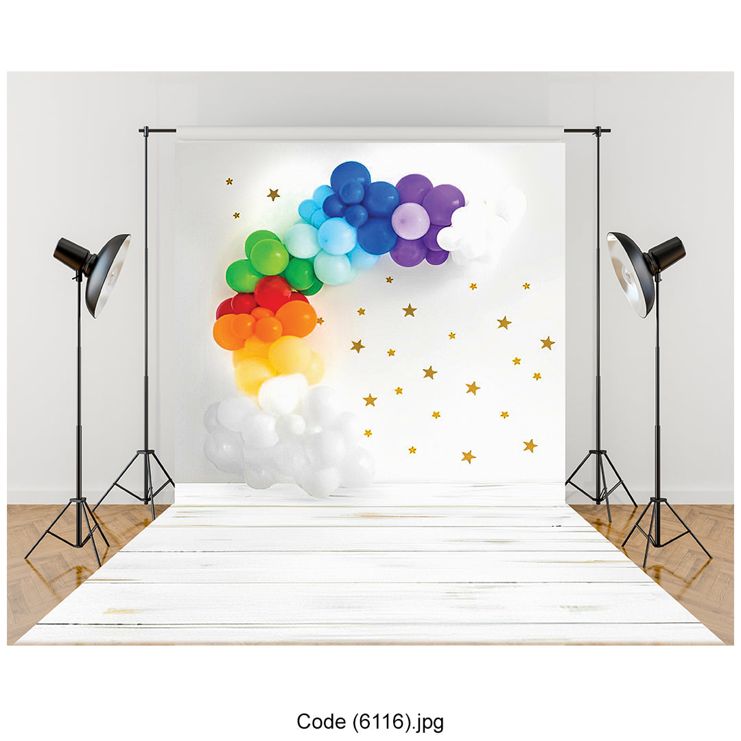 Rainbow Balloon Arch Photography Backdrop 6116