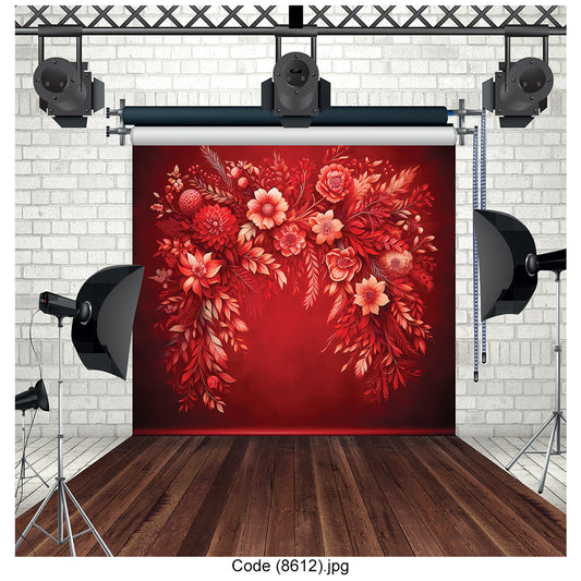 Red Floral Photography Backdrop 8612