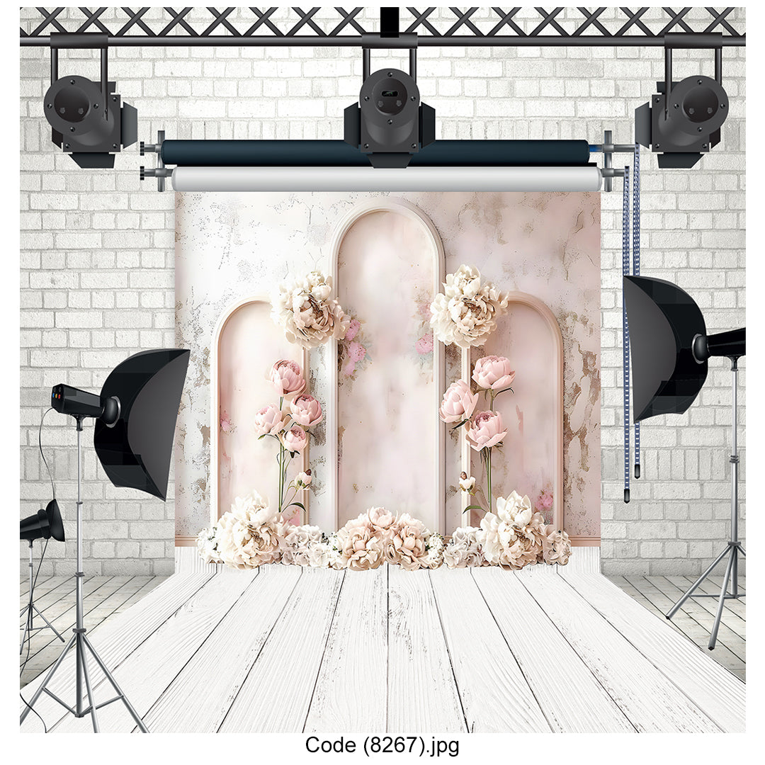 Romantic Blush Floral Arch Photography Backdrop 8267