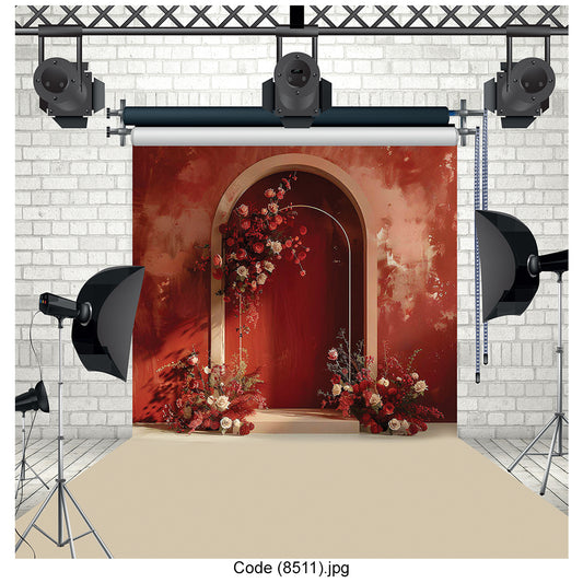 Romantic Floral Arch Canvas Backdrop