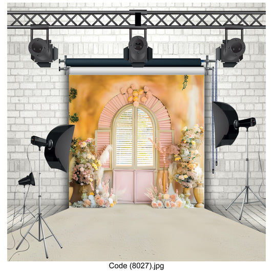 Romantic Floral Window Backdrop 8027