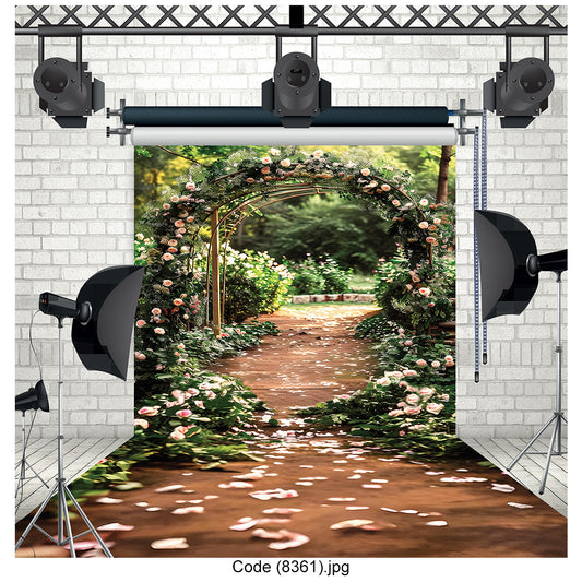 Romantic Garden Floral Arch Photography Backdrop - 8361