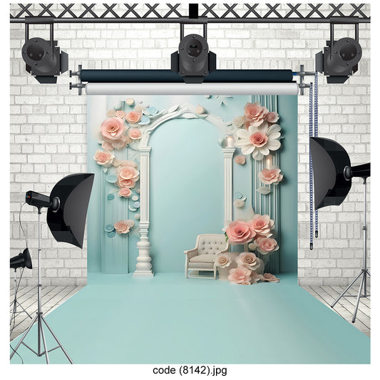 Romantic Pastel Floral Arch Photography Backdrop 8142