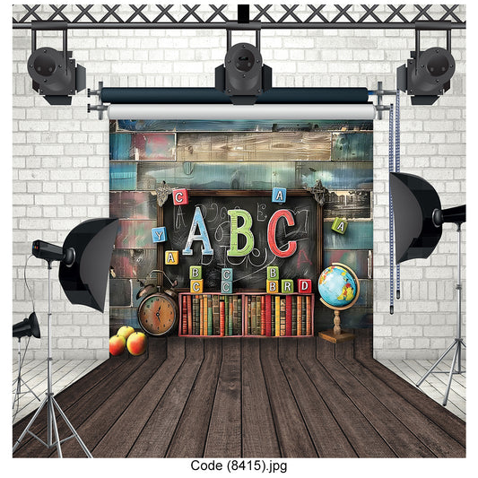 Rustic ABC Classroom Backdrop 8415