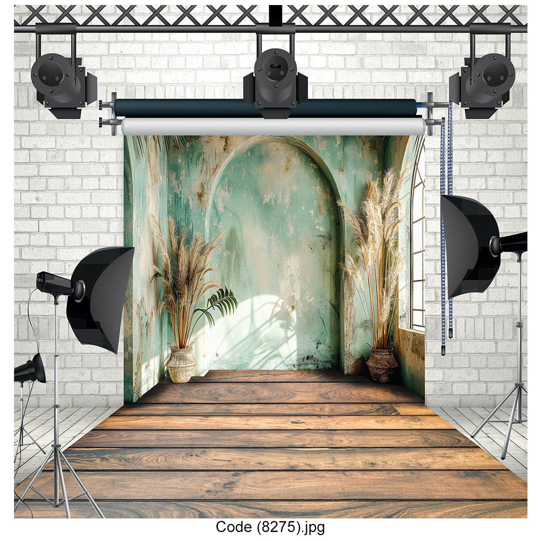 Rustic Green Archway Photography Backdrop 8275