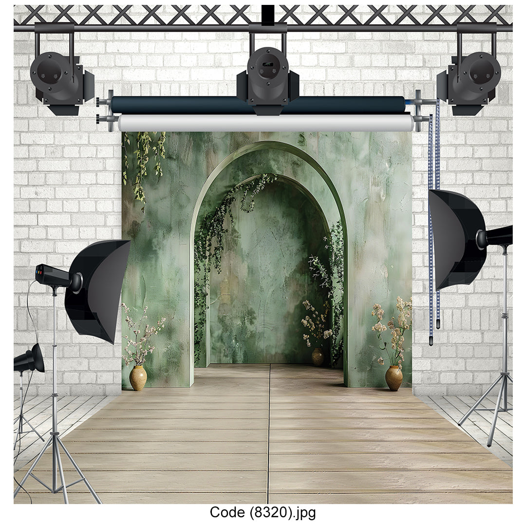 Rustic Green Archway Photography Backdrop 8320