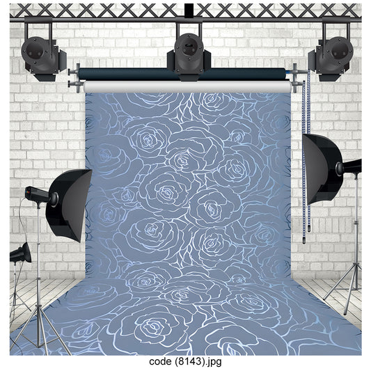 Soft Blue Floral Pattern Photography Backdrop 8143