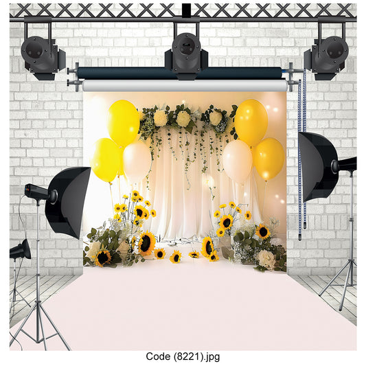 Sunflower & Balloon Celebration Photography Backdrop 8221