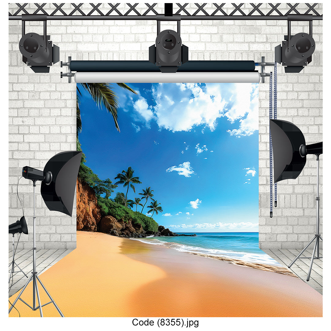 Tropical Paradise Beach Photography Backdrop Premium Canvas - 8355