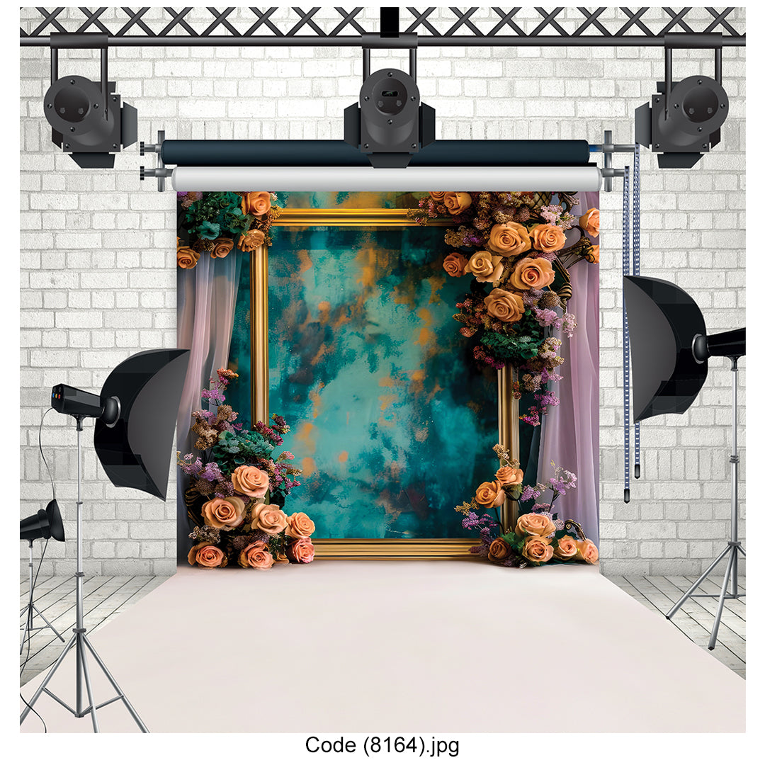 Vibrant Floral Frame Photography Backdrop 8164