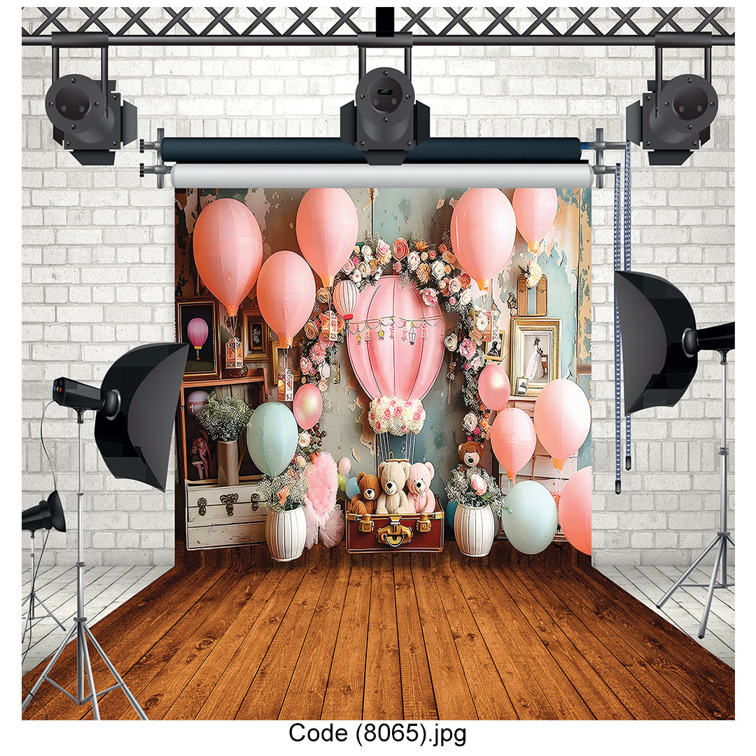 Vintage Balloon Adventure Backdrop 8065